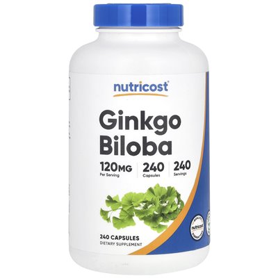 Nutricost, Ginkgo Biloba, 120 mg, 240 kapsułek