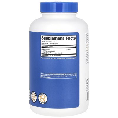 Nutricost, Ginkgo Biloba, 120 mg, 240 kapsułek