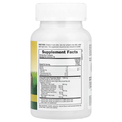 Naturesplus, Animal Parade®, Omega 3/6/9 Junior, Natural Lemon, 90 Softgels do żucia