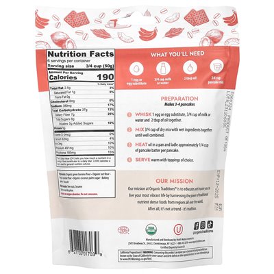 Organic Traditions, Pfannkuchen- und Waffelmischung, Original, 10,6 oz (300 g)