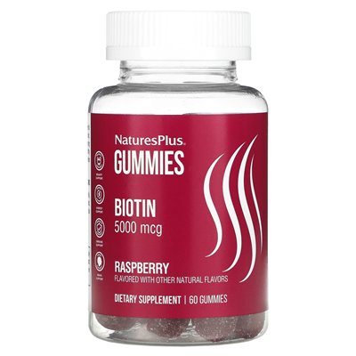 Naturesplus, Biotin-Fruchtgummis, Himbeere, 5000 mcg, 60 Fruchtgummis