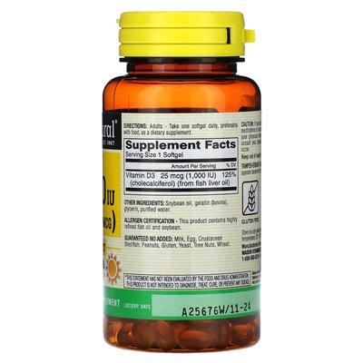 Mason Natural, Vitamin D3, 25 mcg (1000 IU), 120 softgels