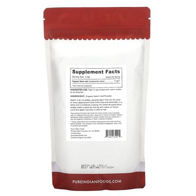 Pure Indian Foods, Organic Neem Leaf Powder, 8 uncji (227 g)