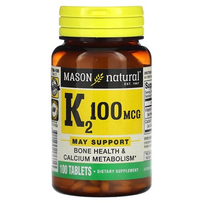 Mason Natural, Vitamin K2, 100 mcg, 100 Tabletten
