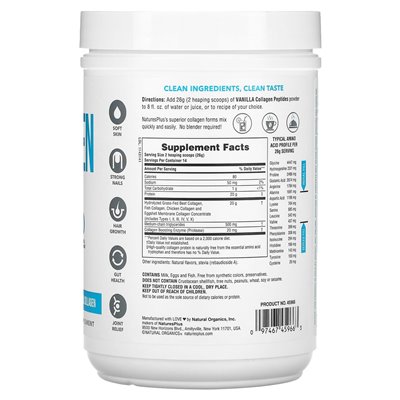 Naturesplus, Collagen Peptides, Vanilla, 0.8 lb (364 g)