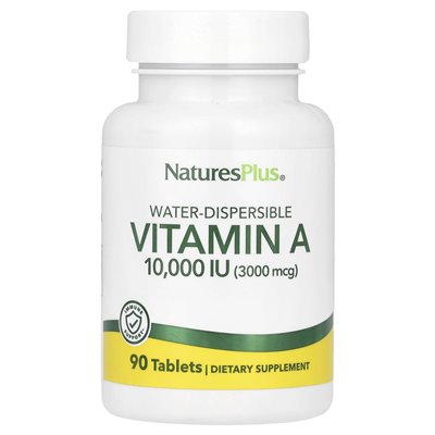 Naturesplus, Vitamin A in Wasserform, 10.000 IE (3.000 mcg), 90 Tabletten