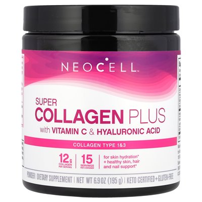 Neocell, Super kolagen plus z witaminą C & hialuronowym kwasem, 6,9 uncji (195 g) Neocell, Super kolagen plus z witaminą C & hialuronowym kwasem, 6,9 uncji (195 g)