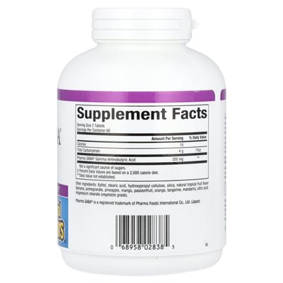 Czynniki naturalne, stres-relax®, Pharma GABA®, 100 mg, 120 tabletek do żucia