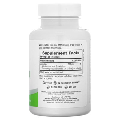 Naturesplus, pro longvida, kurkumina, 500 mg, 60 kapsułek Naturesplus, pro longvida, kurkumina, 500 mg, 60 kapsułek