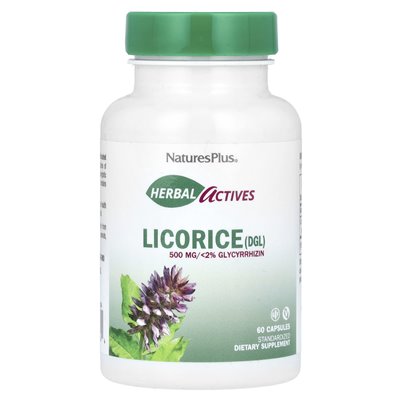 Naturesplus, Herbal Actives, lukrecja (DGL), 500 mg, 60 kapsułek Naturesplus, Herbal Actives, lukrecja (DGL), 500 mg, 60 kapsułek