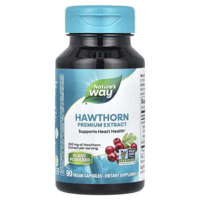Nature's Way, Hawthorn, ekstrakt premium, 300 mg, 90 wegańskich kapsułek