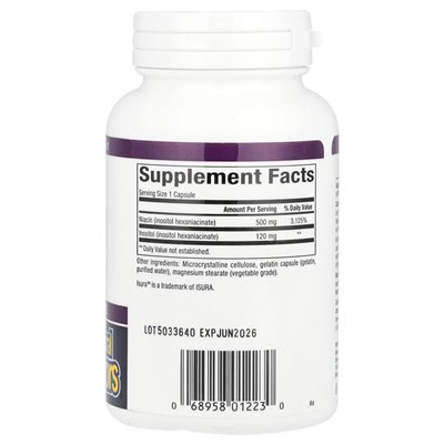 Czynniki naturalne, niacyna, bez spłukiwania, 500 mg, 90 kapsułek