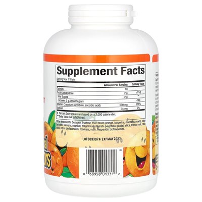 Naturalne czynniki, żucie o smaku witaminy C, pikantny pomarańcza, 500 mg, 180 wafli do żucia