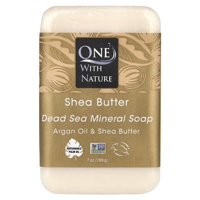 One with Nature, Mydło Mineralne z Morza Martwego, Masło Shea, 7 uncji (200 g)