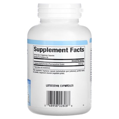 Czynniki naturalne, L-arginina, 500 mg, 180 kapsułek wegetariańskich