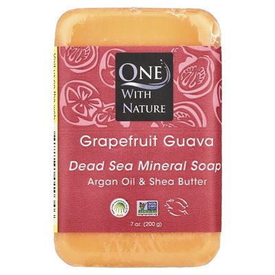 Jeden z przyrodą, mydło mineralne Morza Martwego, grejpfrut guava, 7 uncji (200 g)