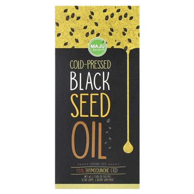 Maju Superfoods, na zimno olej z nasion czarnych, 2 fl oz (60 ml) Maju Superfoods, na zimno olej z nasion czarnych, 2 fl oz (60 ml)