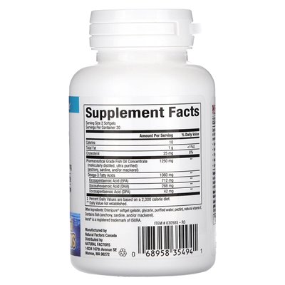 Czynniki naturalne, mini-mini-gele Rxomega-3, 1060 mg, 60 miękkich (530 mg na miękką)