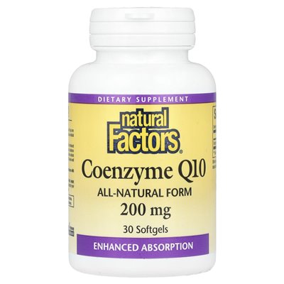 Czynniki naturalne, koenzym Q10, 200 mg, 30 miękkich
