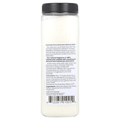 Jeden z przyrodą, spa z morza martwego, sole mineralne, relaksujące, lawenda, 32 uncje (907 g) Jeden z przyrodą, spa z morza martwego, sole mineralne, relaksujące, lawenda, 32 uncje (907 g)