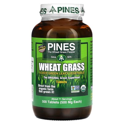 Pines International, Wheatgrass, 500mg, 500 Tablets