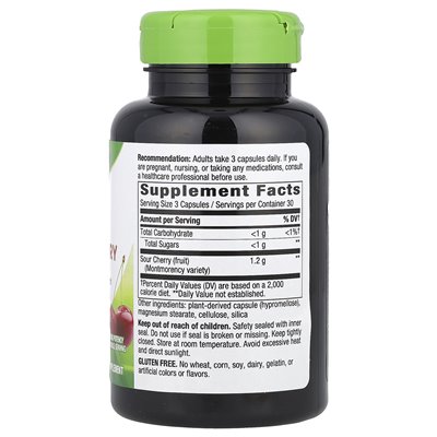 Nature's Way, Tart Cherry, Ultra Capsules, 1200 mg, 90 wegańskich kapsułek (400 mg na kapsułkę)