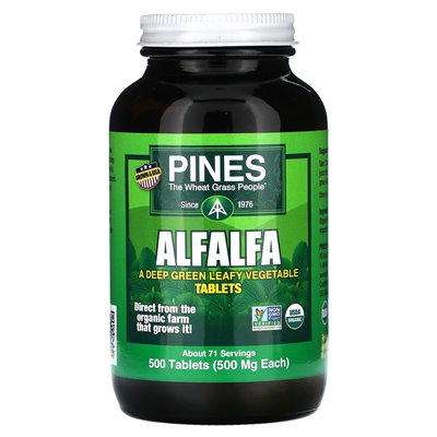 Pines International, Alfalfa, 500 mg, 500 tabletek Pines International, Alfalfa, 500 mg, 500 tabletek