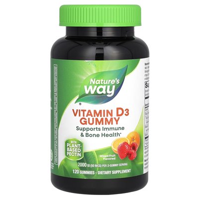Nature's Way, Vitamin D3-Fruchtgummi, gemischte Früchte, 50 mcg (2000 IE), 120 Gummibärchen
