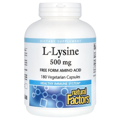 Czynniki naturalne, L-Lysine, 500 mg, 180 kapsułek wegetariańskich (250 mg)