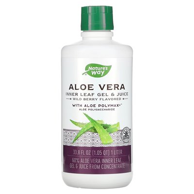 1 Liter Nature's Way, Aloes Wewnętrzna Łodyga Żelu i Sok z Aloesu Polymax, Dzikiej Jagody, 33.8 uncji 1 Liter Nature's Way, Aloes Wewnętrzna Łodyga Żelu i Sok z Aloesu Polymax, Dzikiej Jagody, 33.8 uncji