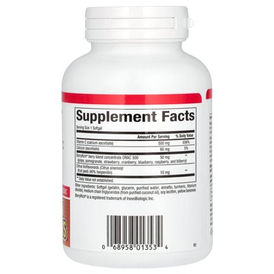 Czynniki naturalne, Biocgel ™, buforowana witamina C z Berryrich®, 500 mg, 90 miękkich