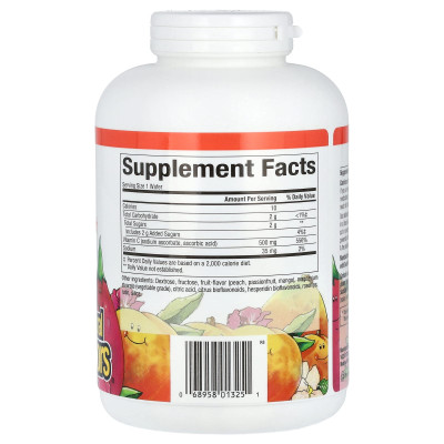 Czynniki naturalne, witamina C, żucie o smaku owoców, brzoskwinia, pasja i mango, 500 mg, 180 waflów do żucia