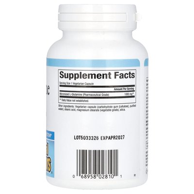 Czynniki naturalne, mikronizowana L-glutamina, 1000 mg, 90 kapsułek wegetariańskich