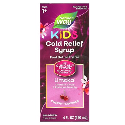Nature's Way, Umcka, Kids Cold Relief Syrop, Ages 1+, Cherry, 4 fl oz (120 ml)
