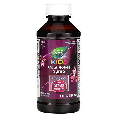 Nature's Way, Umcka, Kids Cold Relief Syrop, Ages 1+, Cherry, 4 fl oz (120 ml)