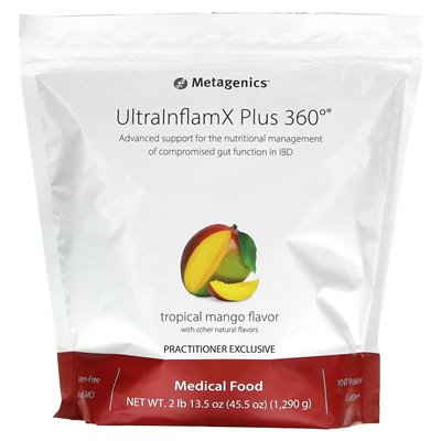 Metagenics, Ultralnflamx plus 360 °, żywność medyczna, tropikalne mango, 45,5 uncji (1290 g)