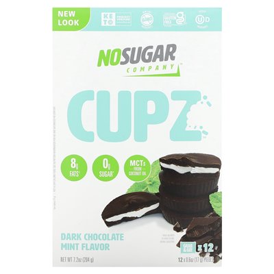 No Sugar Company, Cupcakes, dunkle Schokolade, 12 Cupcakes, je 0,6 oz (17 g)