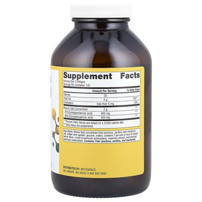 Metagenics, OmeGagenics®, olej rybny EPA-DHA, Natural Lemon, 240 Softgels