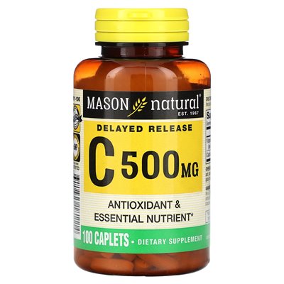 Mason Natural, witamina C, opóźnione uwalnianie, 500 mg, 100 kapleczek Mason Natural, witamina C, opóźnione uwalnianie, 500 mg, 100 kapleczek