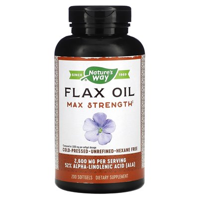 Nature's Way, Leinöl, maximale Stärke, 2600 mg, 200 Softgels (1300 mg pro Softgel)