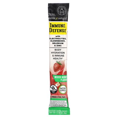 Mason Natural, Immunabwehr mit Elektrolyten, Zink, Bio und Selen, gemischte Beeren, 14 Pulverpackungen