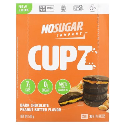 Zuckerfrei, Muffins, Erdnussbutter, dunkle Schokolade, 30 Unzen, 0,6 Unzen (17 G)
