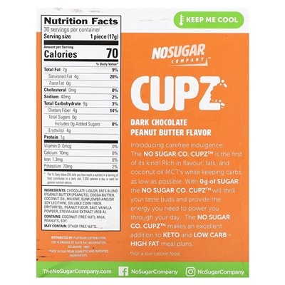 Sugar Free, Muffins, Peanut Butter, Dark Chocolate, 30 Ounces, 0.6 Ounces (17 G)