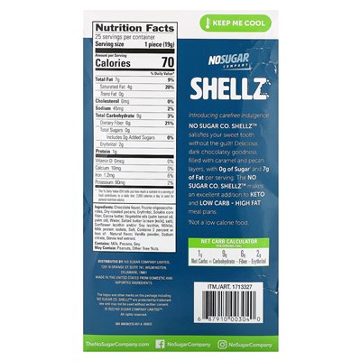No Sugar Company, Shellz, Caramel Dark Chocolate, 25 Count, 0.67 oz (19 g)