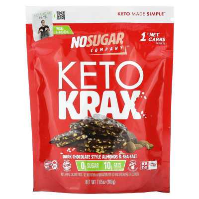 No Sugar Company, Keto Krax, Mandeln und Meersalz im Zartbitterschokoladen-Stil, 7,05 oz (200 g)