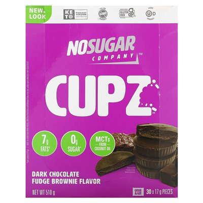 None Sugar Company, Cupz, dunkler Schokoladen-Brownie, 30 oz, 0,6 oz (17 g)