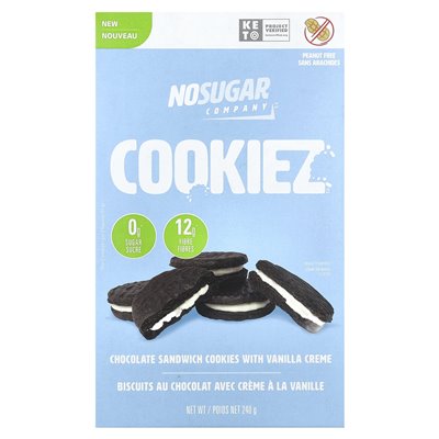 No Sugar Company, Cookiez, Schokoladenkekse mit Vanillecreme, 240 g