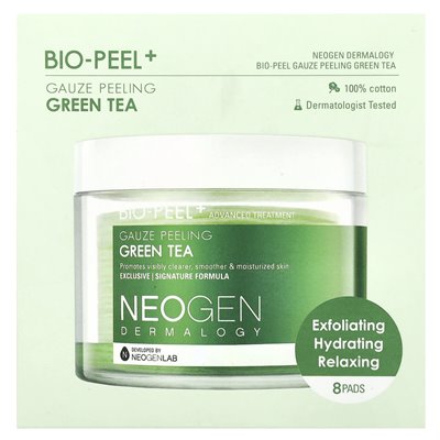 Neogen, Bio-Peel+ Gauze Green Green Tea, 8 Pads, 0.32 Fl Oz (9.5 ml)