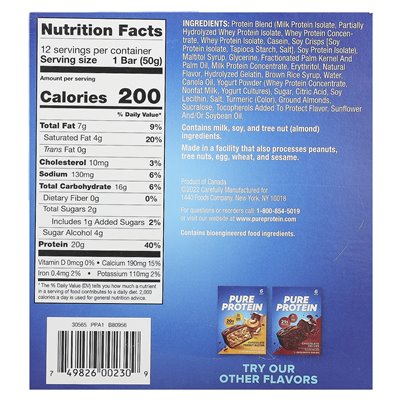 Pure Protein, Gluten Free Bar, Lemon Cake, 12 Bars, 1.76 oz (50 g) Each Pure Protein, Gluten Free Bar, Lemon Cake, 12 Bars, 1.76 oz (50 g) Each