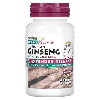 Naturesplus, Herbal Actives, Koreanischer Ginseng, Extended Edition, 1000 mg, 30 vegetarische Tabletten
